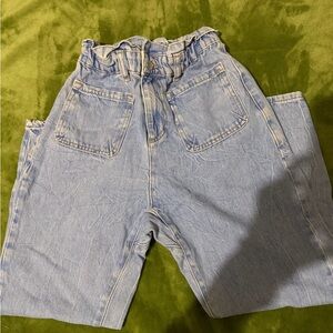 Zara Light Blue Elastic Paperbag Denim Waist